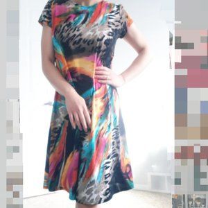 Psychadelic Colorful Animal Print Dress